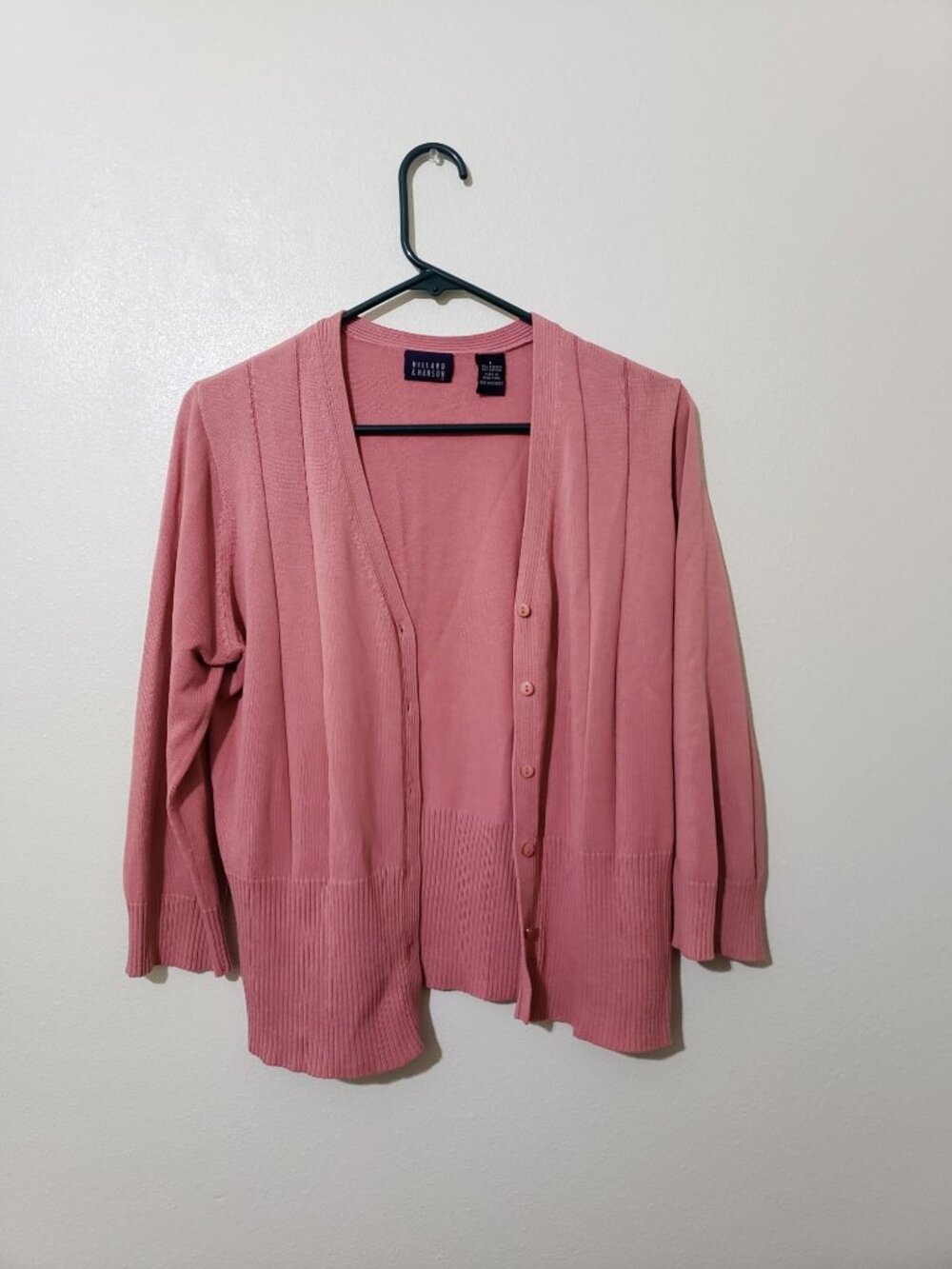 Hillard & Hanson, coral, button front, long sleeve, cardigan, size L